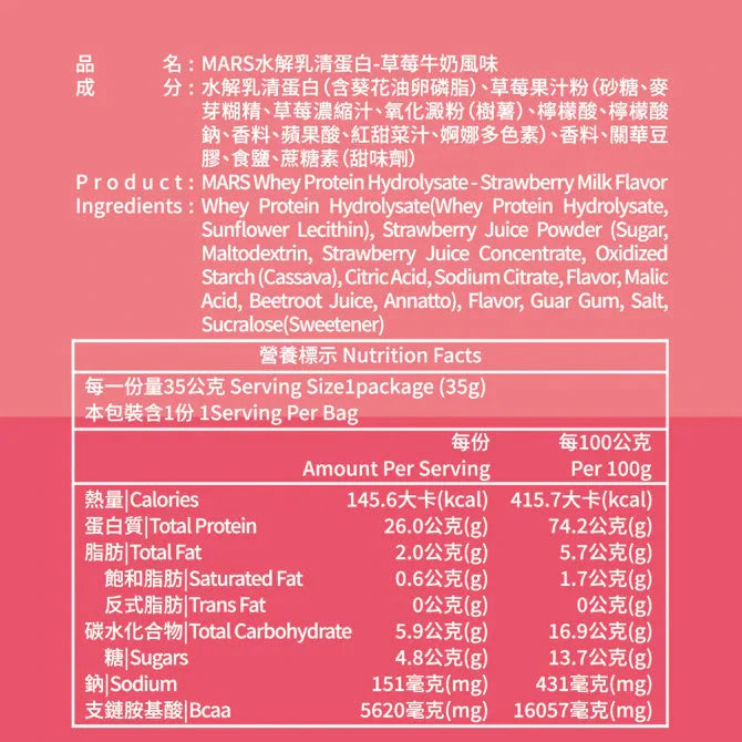 MARS 草莓牛奶蛋白粉 獨立包裝 pcf.market