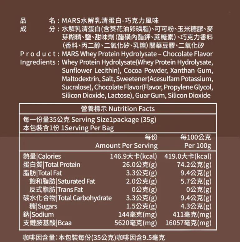 MARS 朱古力蛋白粉 獨立包裝 pcf.market
